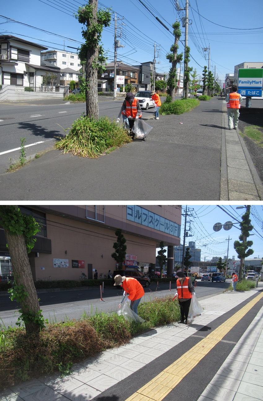 吉川駅前通りの清掃　ボランティア活動のイメージ